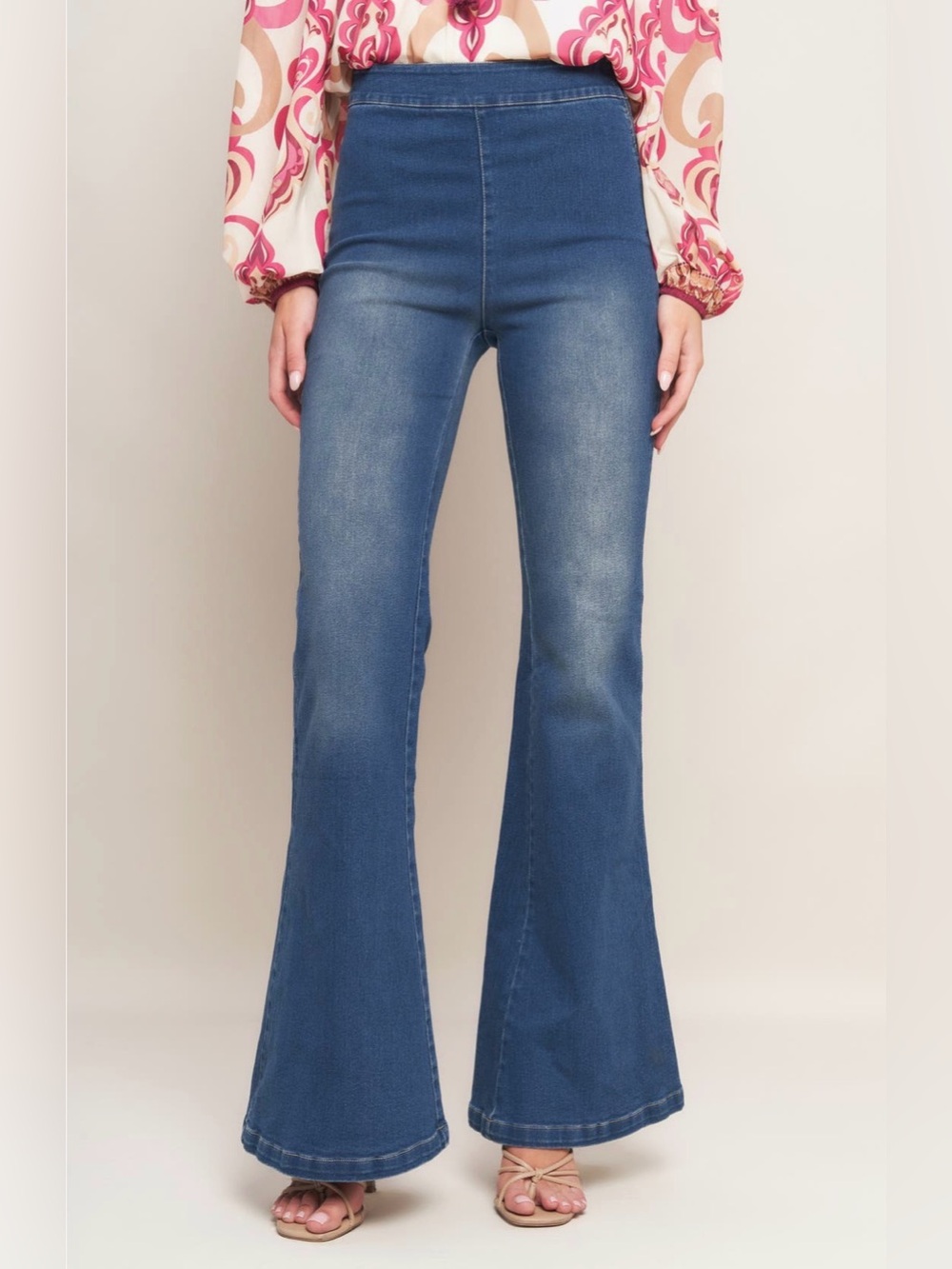 Flying Tomato washed stretched denim flare pants